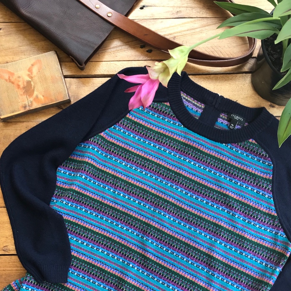Talbots Fair Isle Raglan Sleeve Sweater